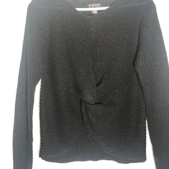 POOF New York V-Neck Tie Front Black Sweater Size M - Picture 2 of 12